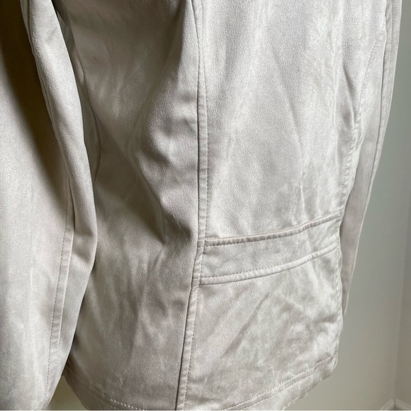 Philosophy neutral minimalist faux suede drapey zip moto jacket large collar NWT - Picture 6 of 14